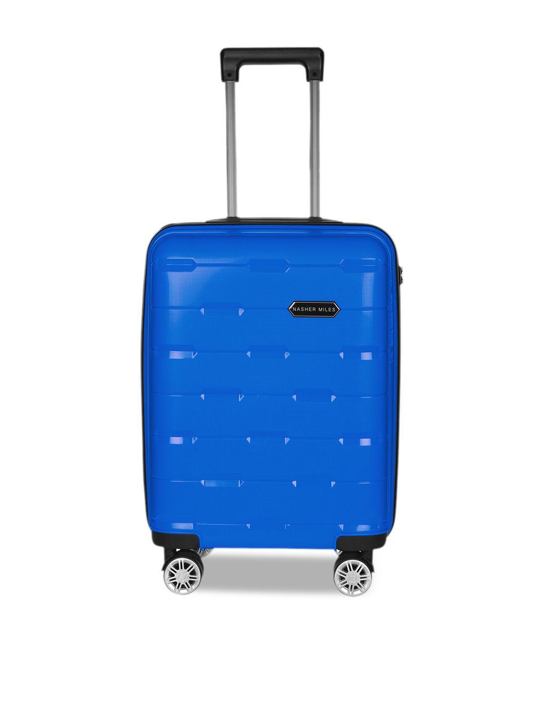 Nasher Miles Blue Solid Santorini Hard-Sided Cabin Trolley Suitcase