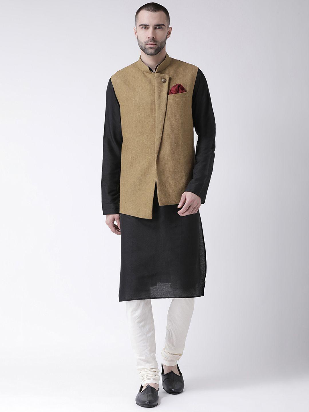 kisah-men-beige-solid-churidar-kurta-with-nehru-jacket