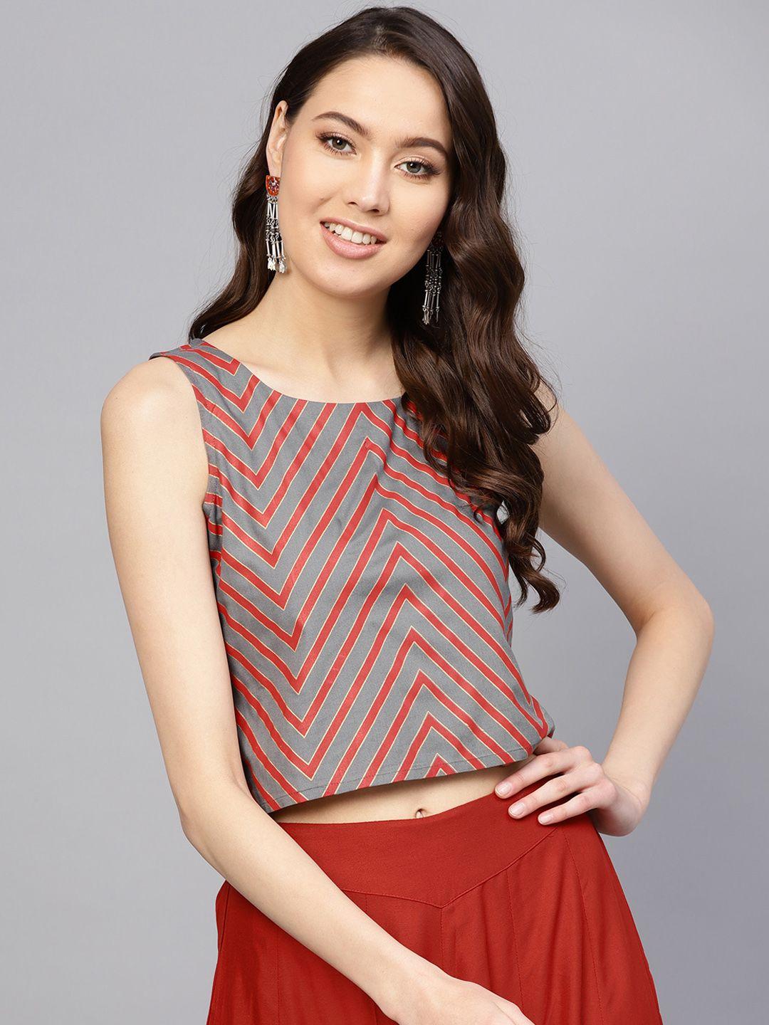 varanga-women-grey-&-red-striped-top