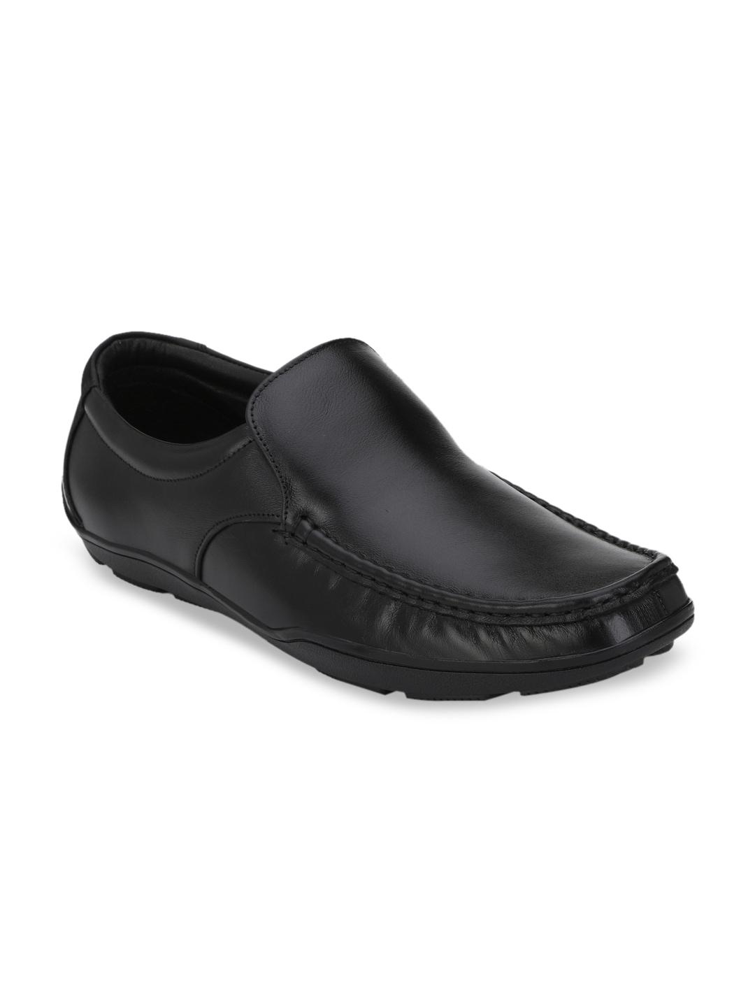 Fentacia Men Black Leather Formal Loafers