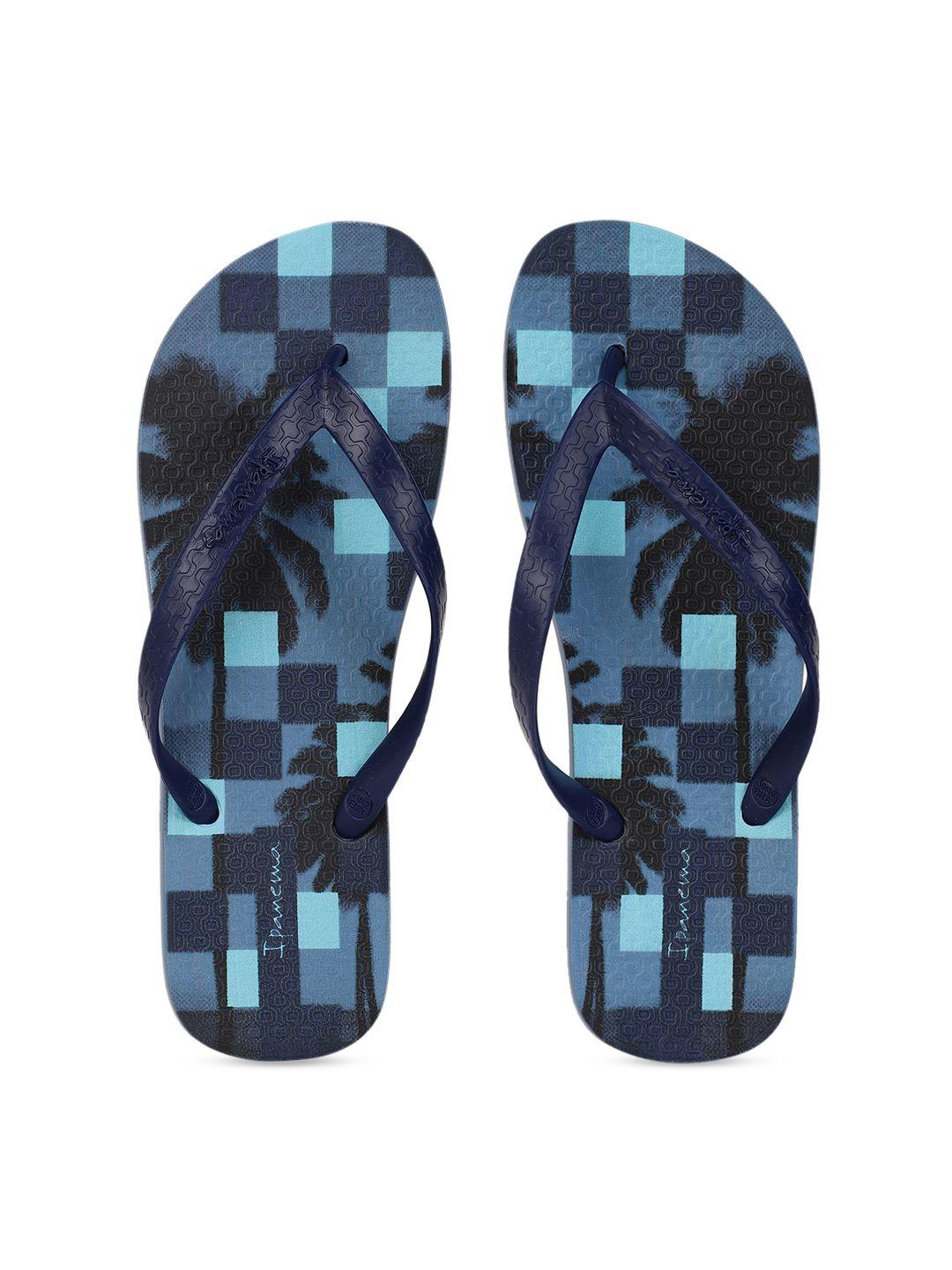 iPanema Men Blue & Black Printed Thong Flip-Flops