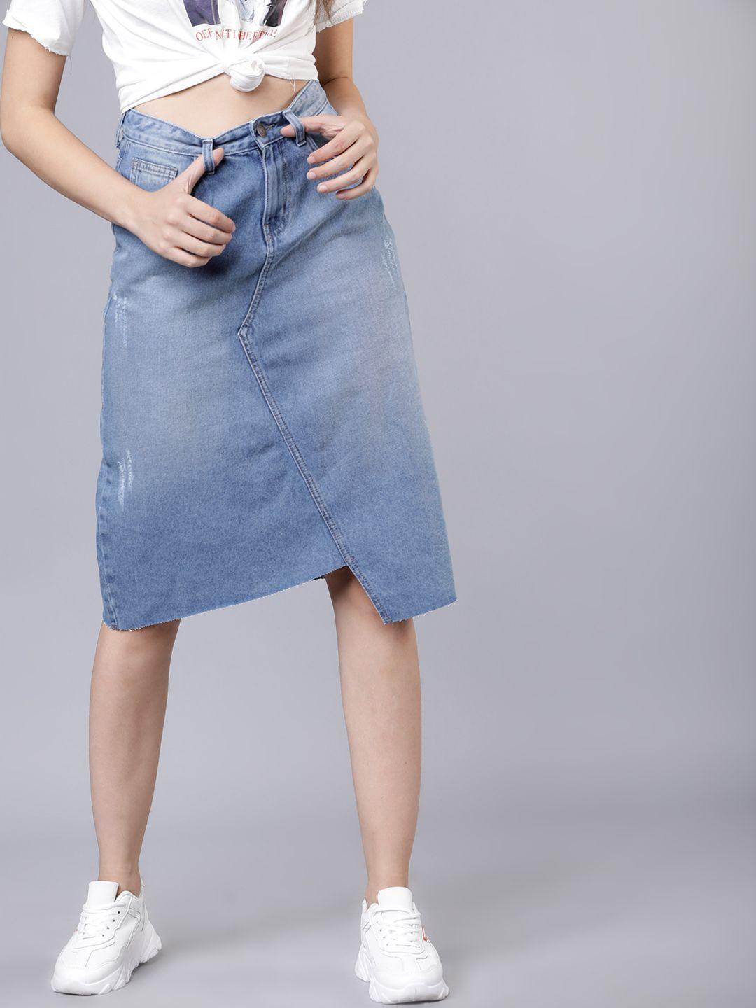 tokyo-talkies-women-blue-solid-straight-denim-skirt