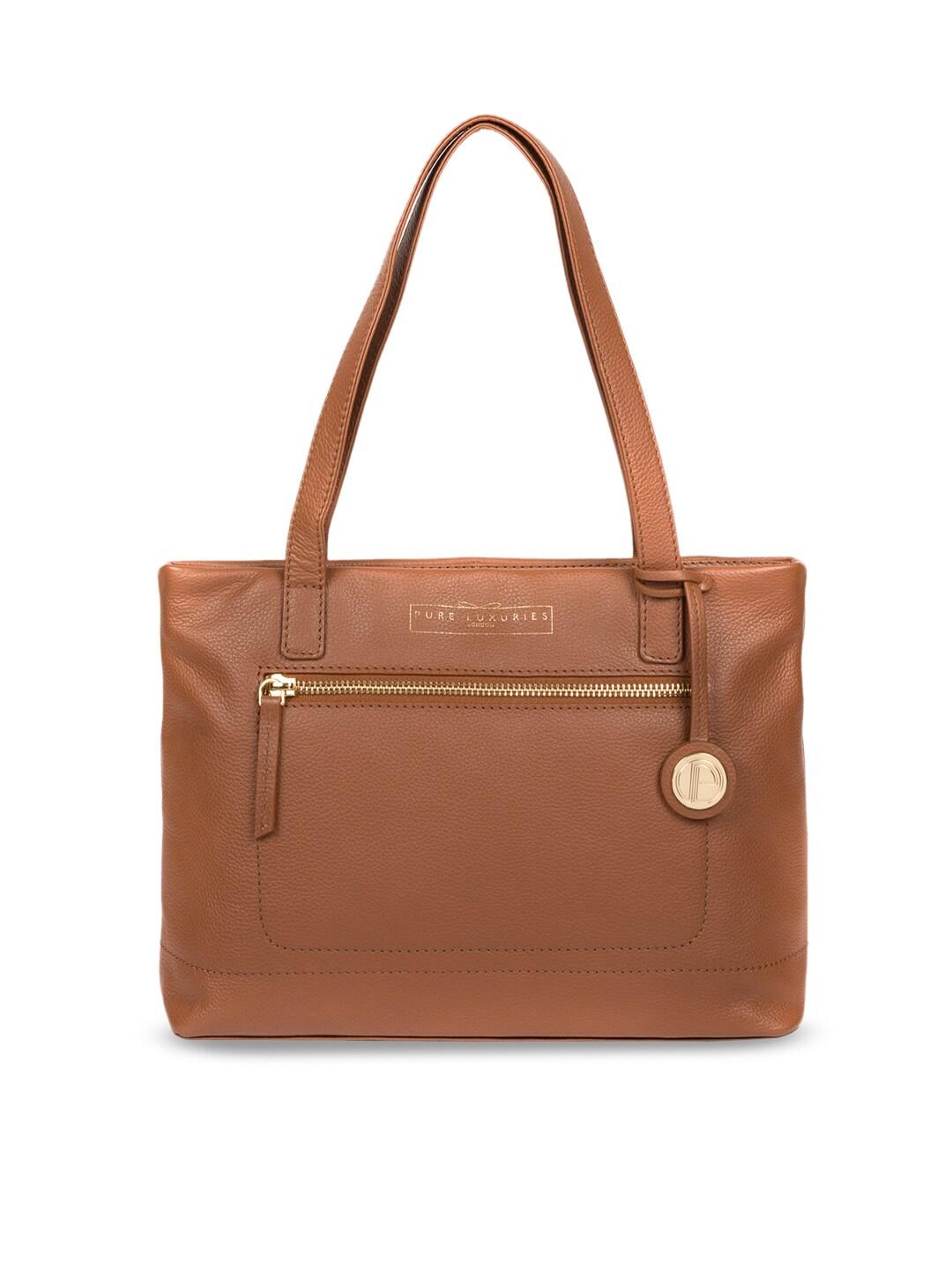 PURE LUXURIES LONDON Women Tan Brown Solid Genuine Leather Adley Shoulder Bag