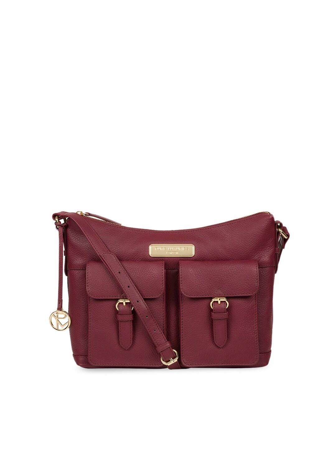 PURE LUXURIES LONDON Women Maroon Solid Genuine Leather Jenna Tote Bag
