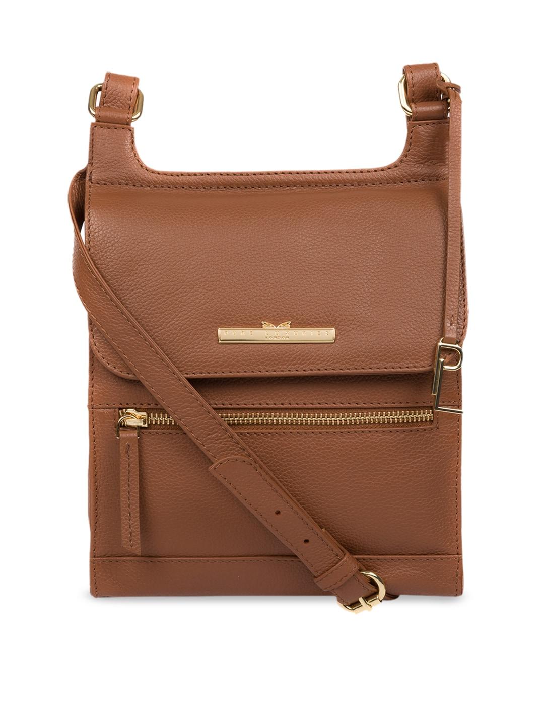 PURE LUXURIES LONDON Women Tan Brown Solid Genuine Leather Kempston Sling Bag