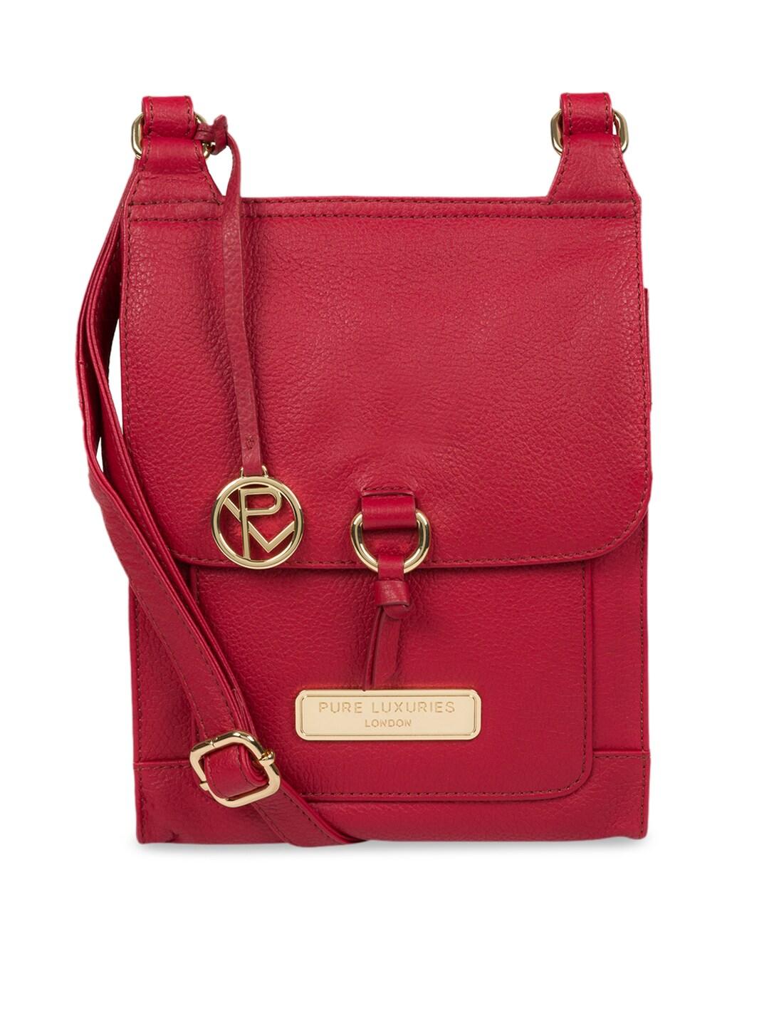 PURE LUXURIES LONDON Women Red Solid Genuine Leather Naomi Sling Bag