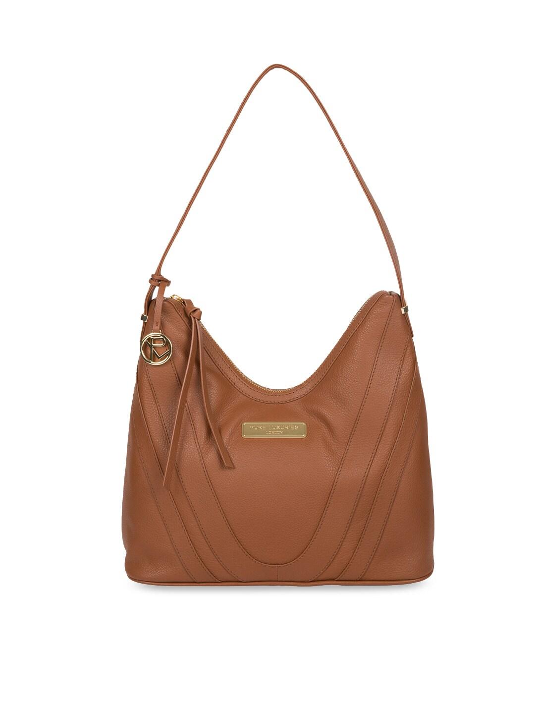 PURE LUXURIES LONDON Women Tan Brown Solid Genuine Leather Felicity Tote Bag