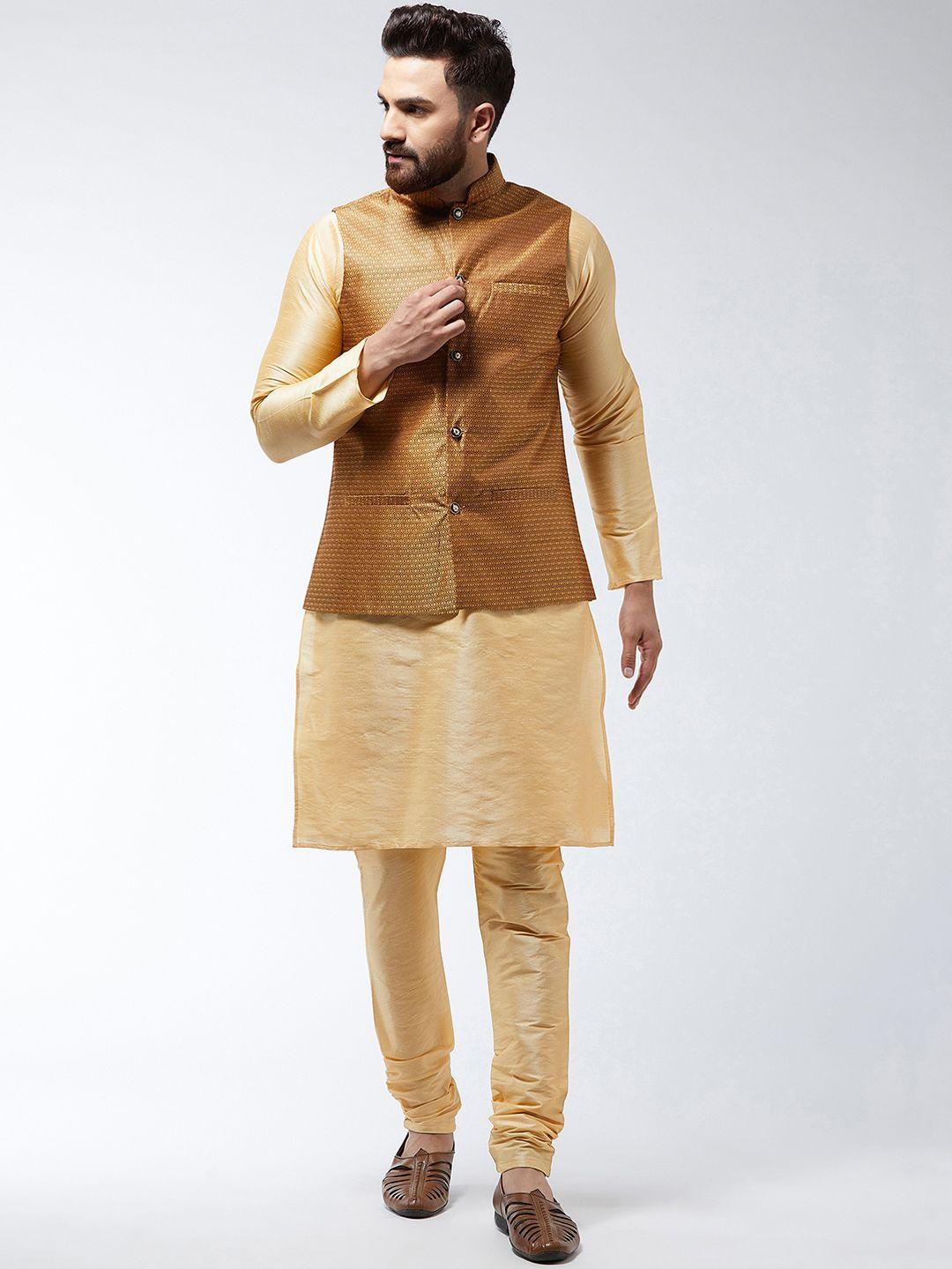 sojanya-men-gold-toned-&-copper-toned-kurta-set