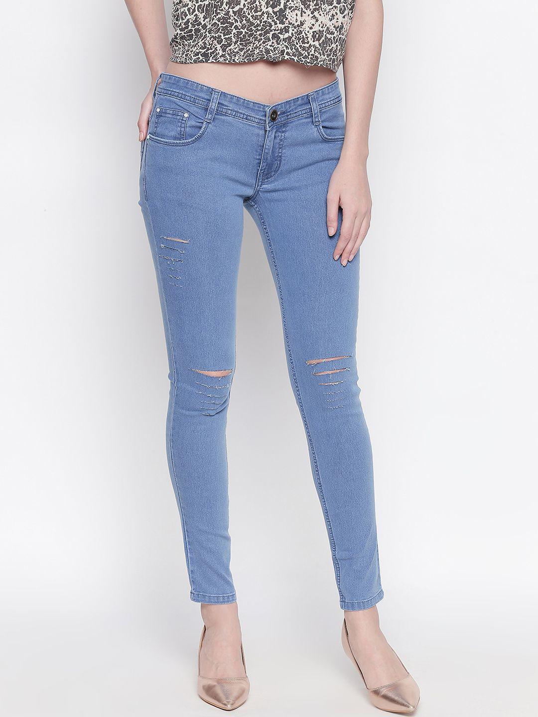 high-star-women-blue-slim-fit-mid-rise-slash-knee-stretchable-jeans