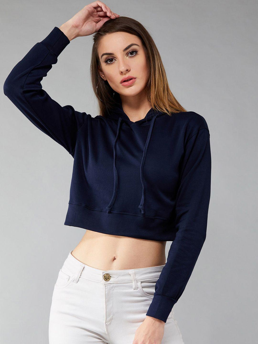 dolce-crudo-women-navy-blue-solid-hooded-crop-sweatshirt