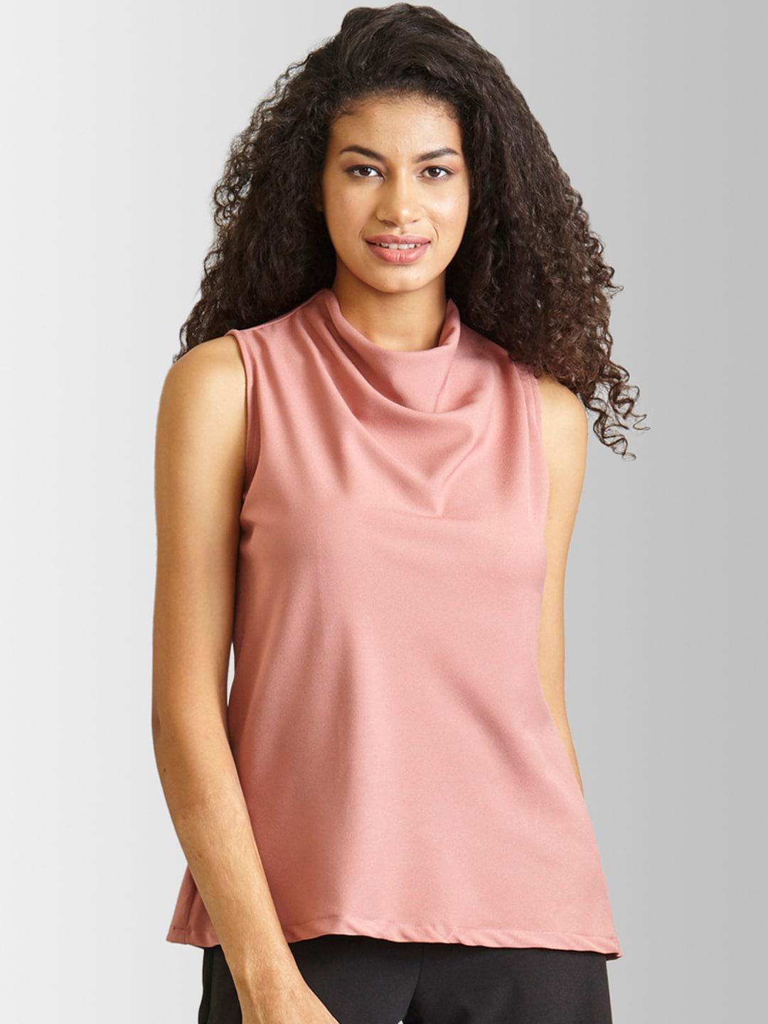 fablestreet-women-rose-solid-a-line-top