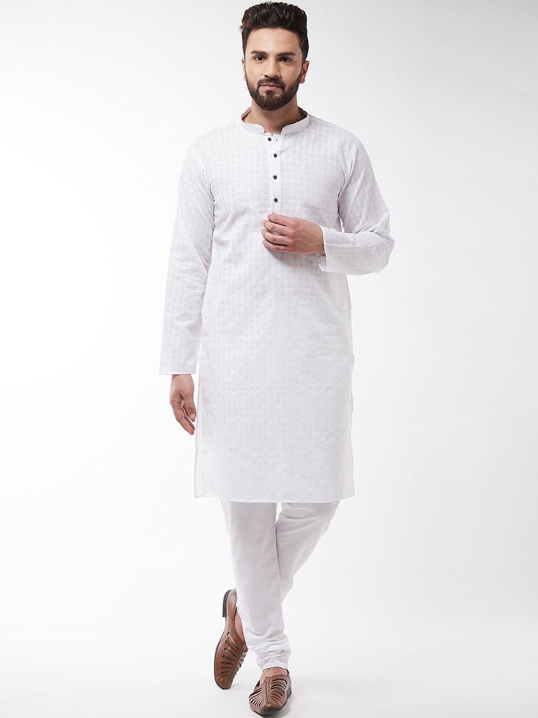 sojanya-men-white-woven-design-kurta-with-churidar