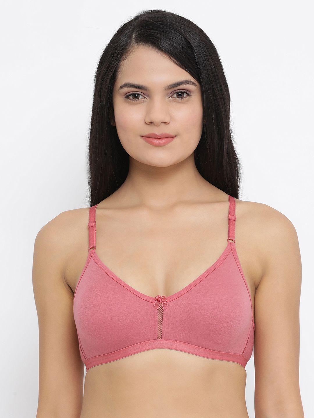 Clovia Pink Solid Non-Wired Non Padded T-shirt Bra BR0638M2232B