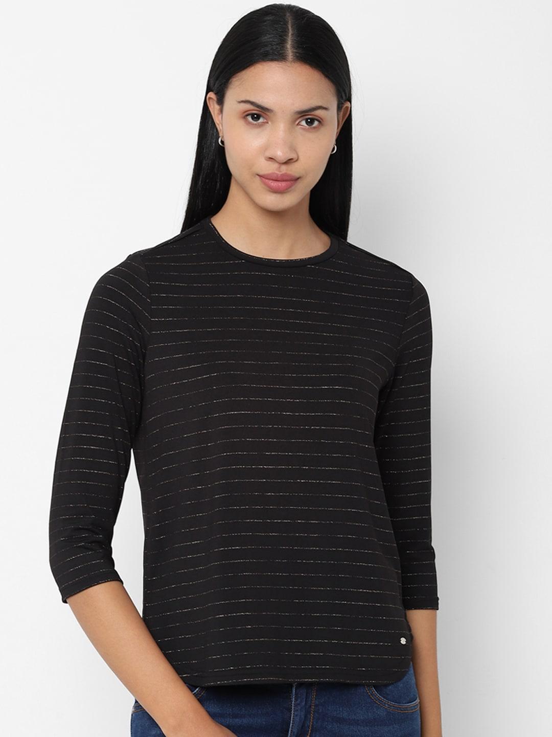 allen-solly-woman-black-striped-knitted-top