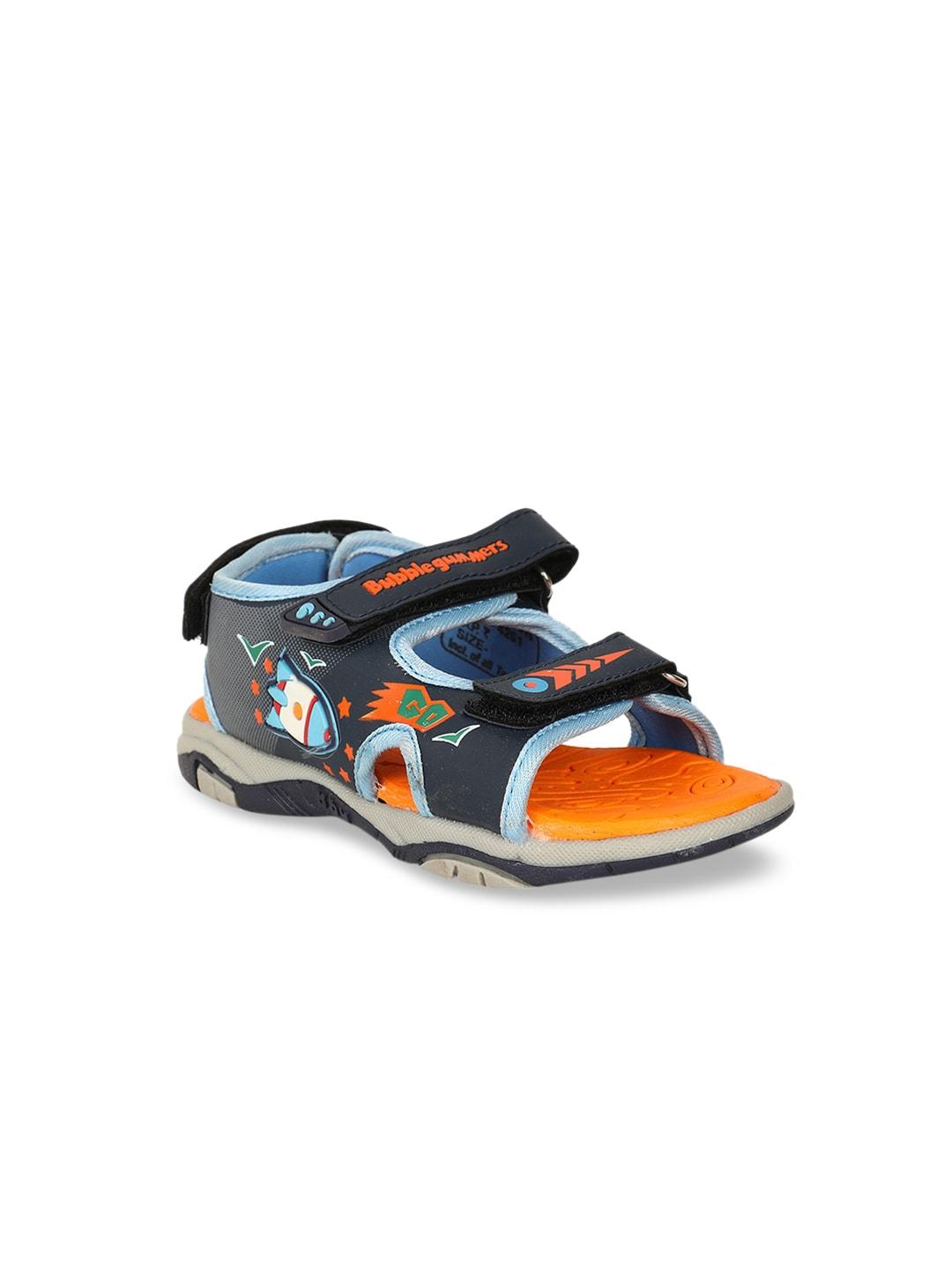 Bubblegummers Boys Navy Blue & Orange Comfort Sandals