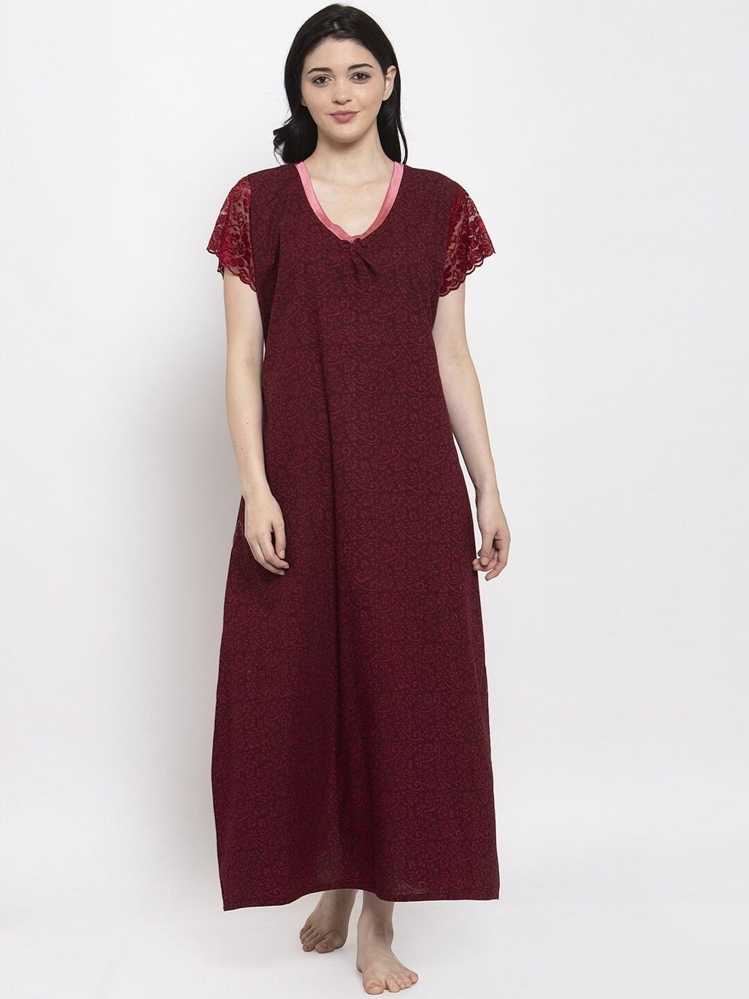 secret-wish-maroon-printed-nightdress