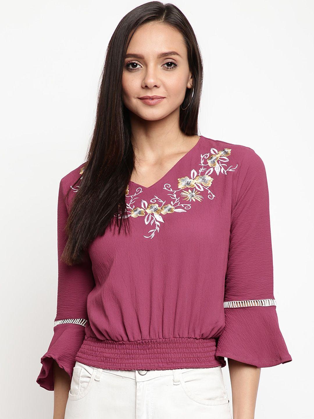 mayra-women-magenta-embroidered-blouson-top