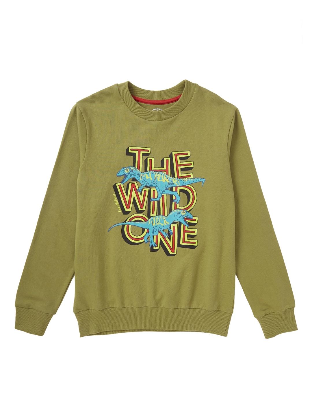Cub McPaws Boys Olive Green Printed Sweatshirt