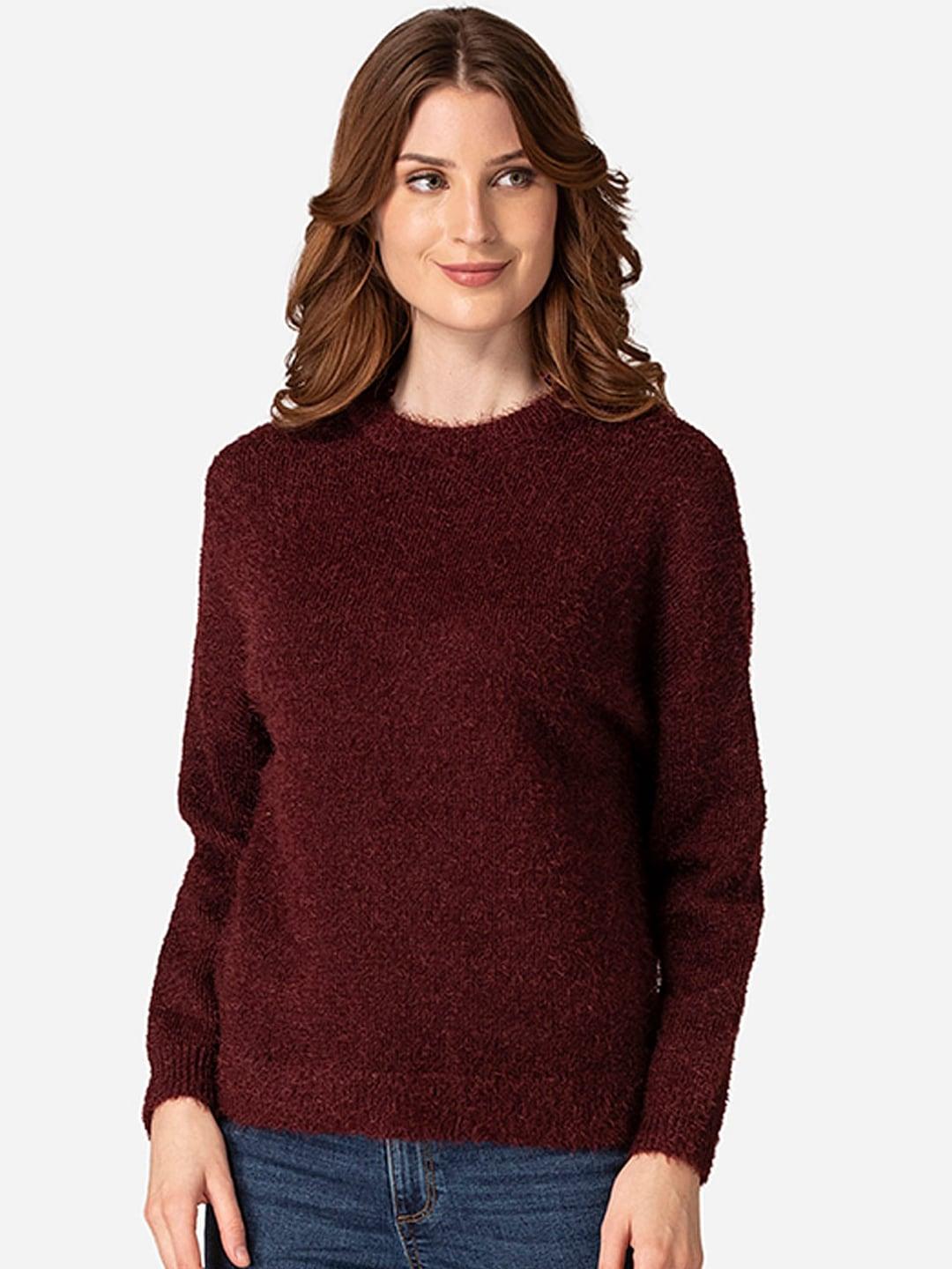 mode-by-red-tape-women-burgundy-solid-pullover-sweater