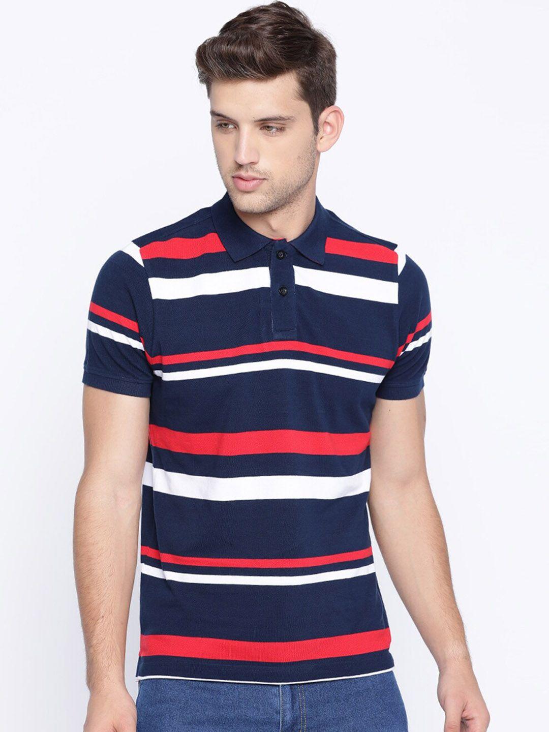 basics-men-navy-blue-striped-round-neck-t-shirt