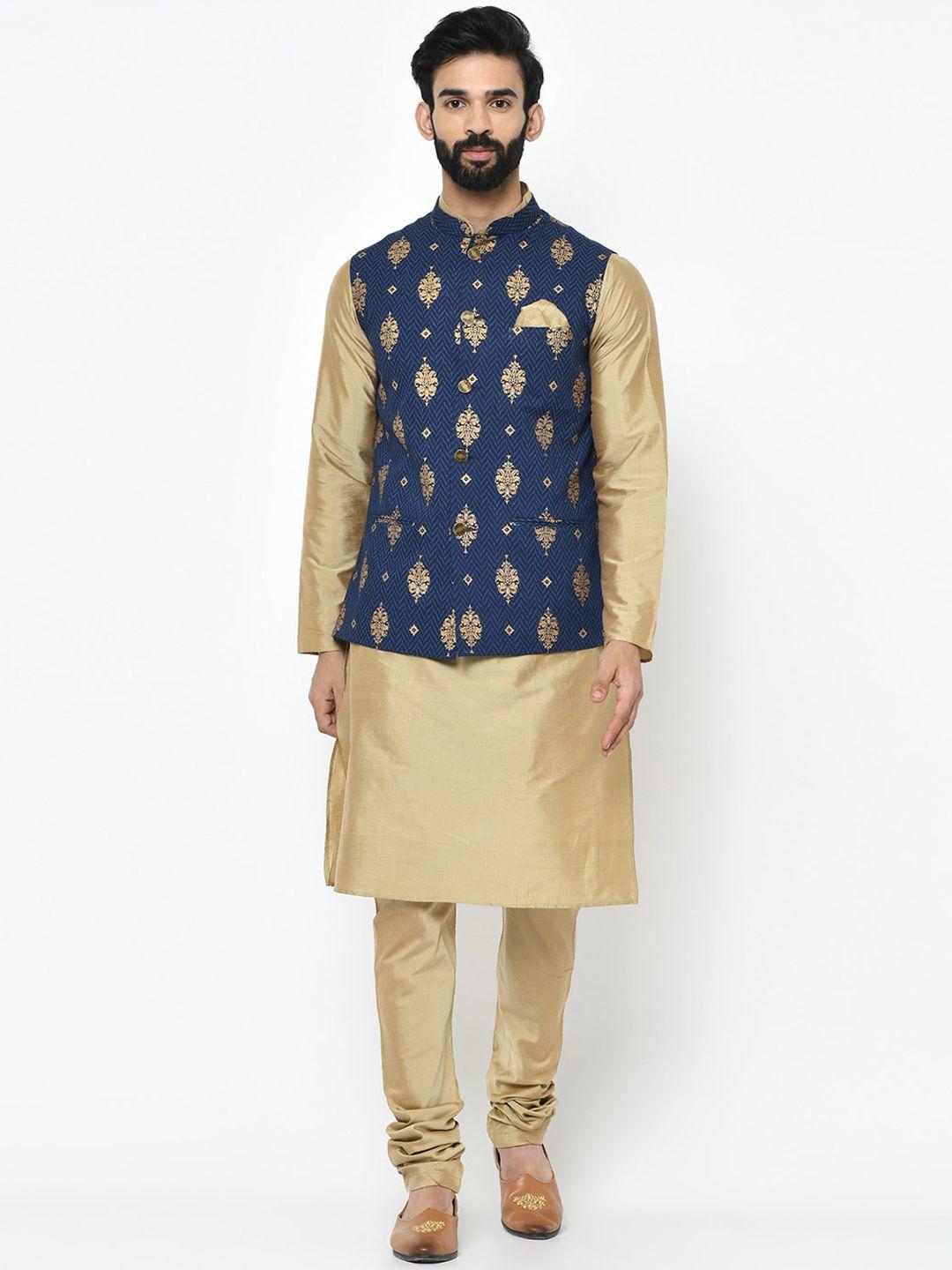 kisah-men-gold-toned-solid-kurta-with-churidar-&-nehru-jacket