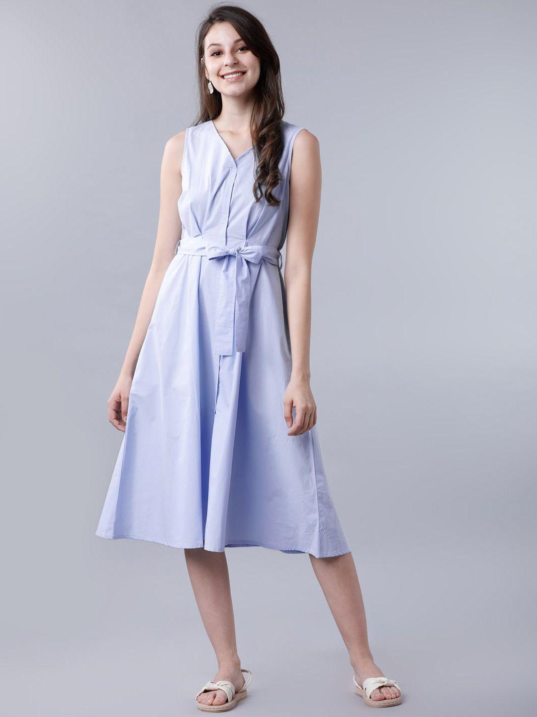 tokyo-talkies-women-blue-solid-a-line-dress