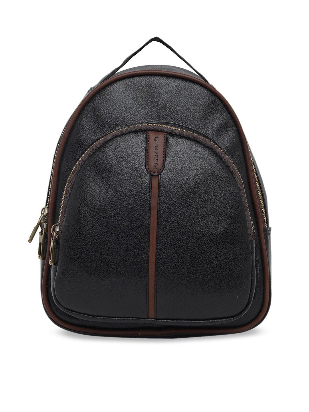 GEPACK by BagsRUs Women Black & Brown Solid Backpack