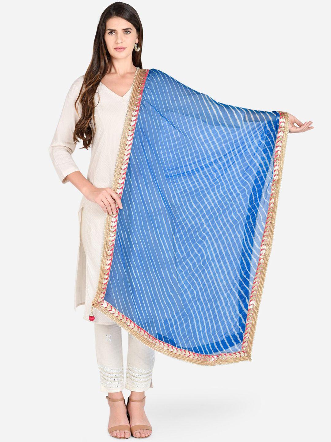 dupatta-bazaar-women-blue-&-white-leheriya-printed-dupatta
