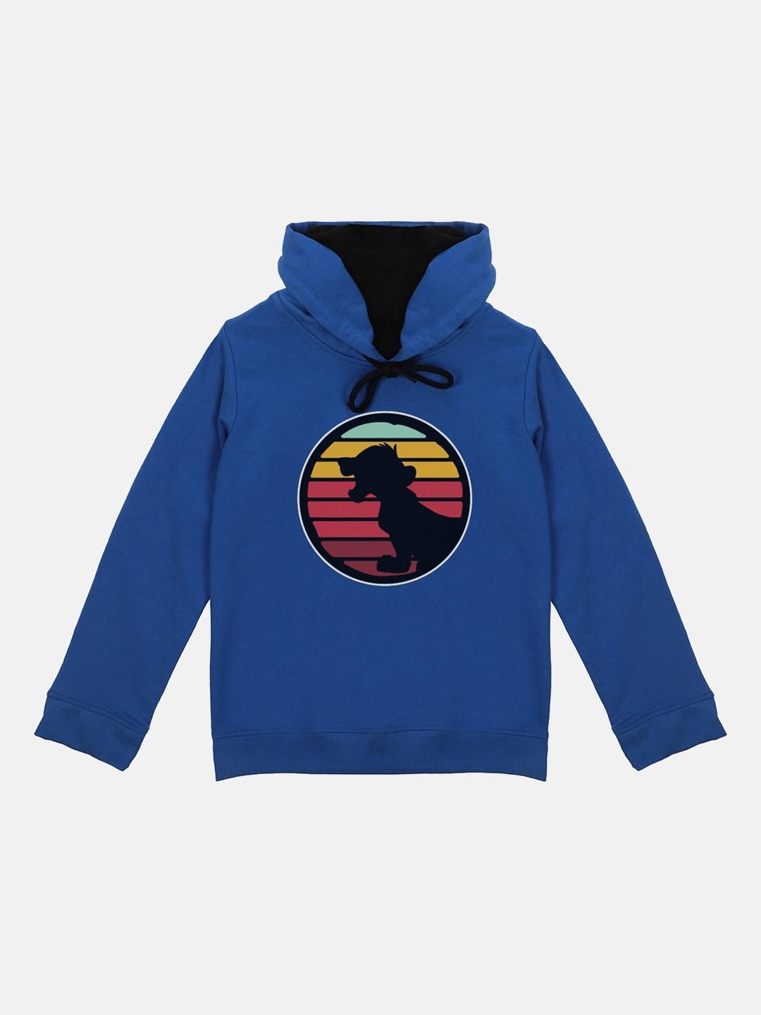 Disney by Wear Your Mind Boys Blue Printed Hooded Sweatshirt With Attached Face Covering