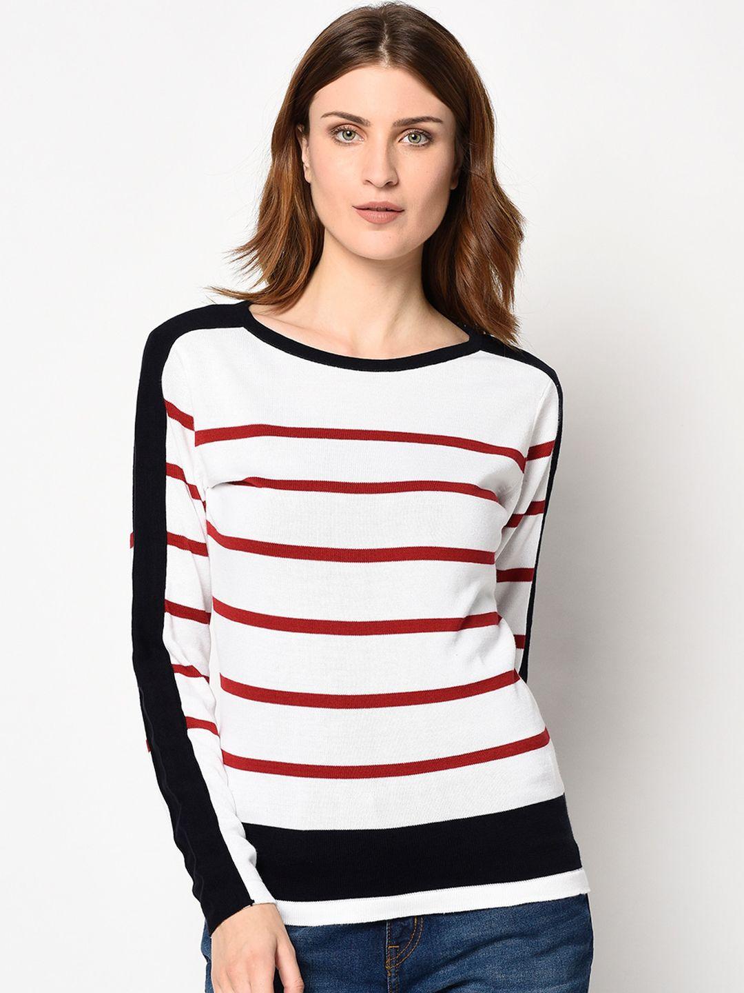 98-degree-north-women-white-striped-pullover-sweater