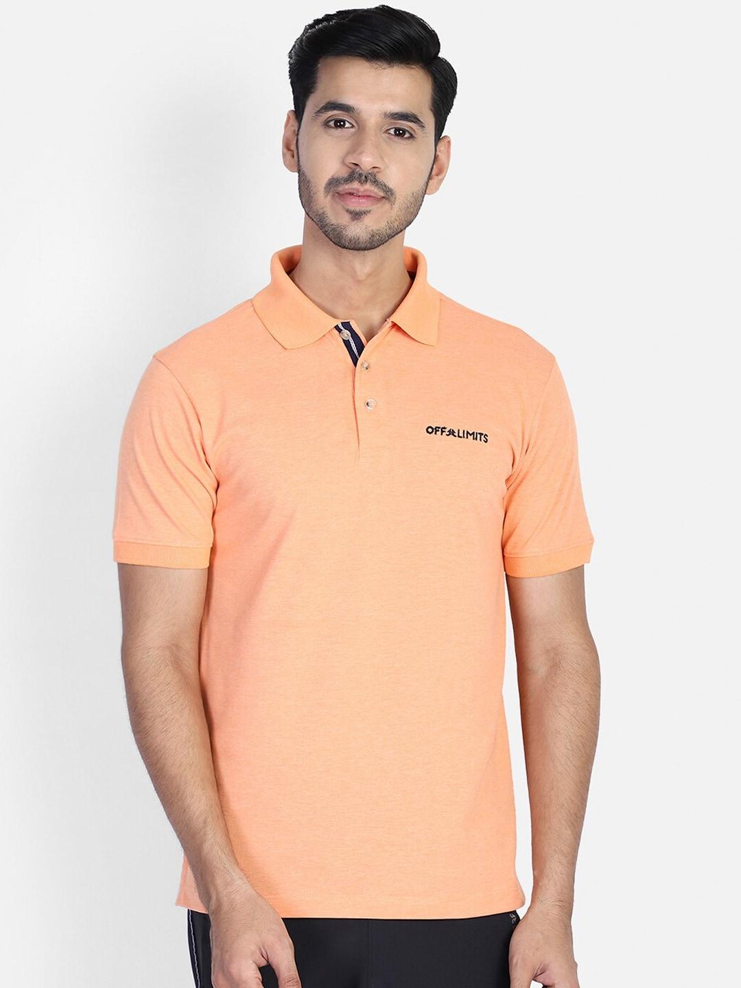 OFF LIMITS Men Orange Solid Polo Collar T-shirt