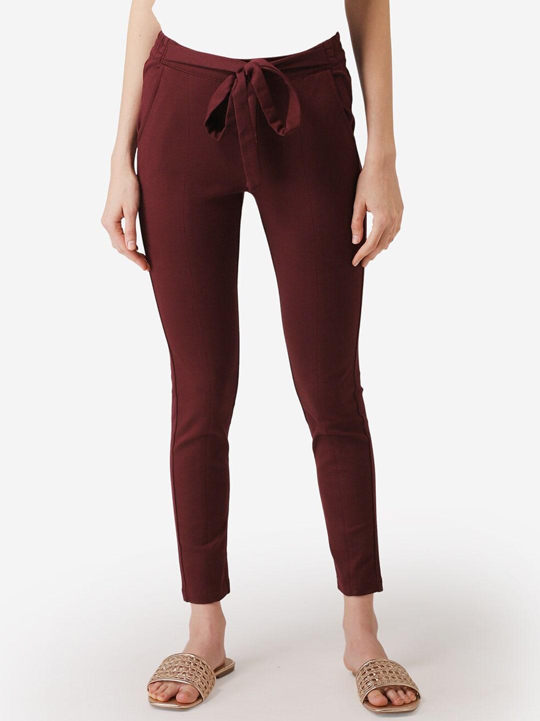 mode-by-red-tape-women-maroon-solid-treggings