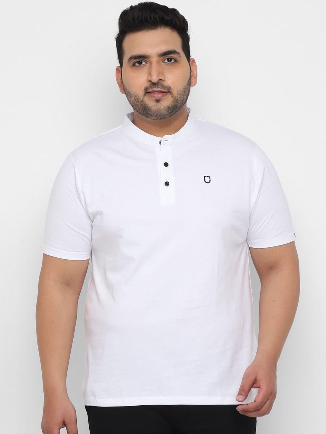 urbano-plus-men-white-solid-mandarin-collar-pure-cotton-t-shirt