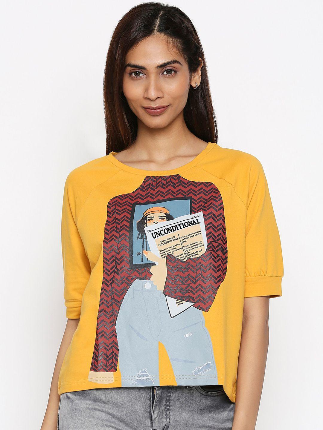 people-women-yellow-printed-cotton-sweatshirt