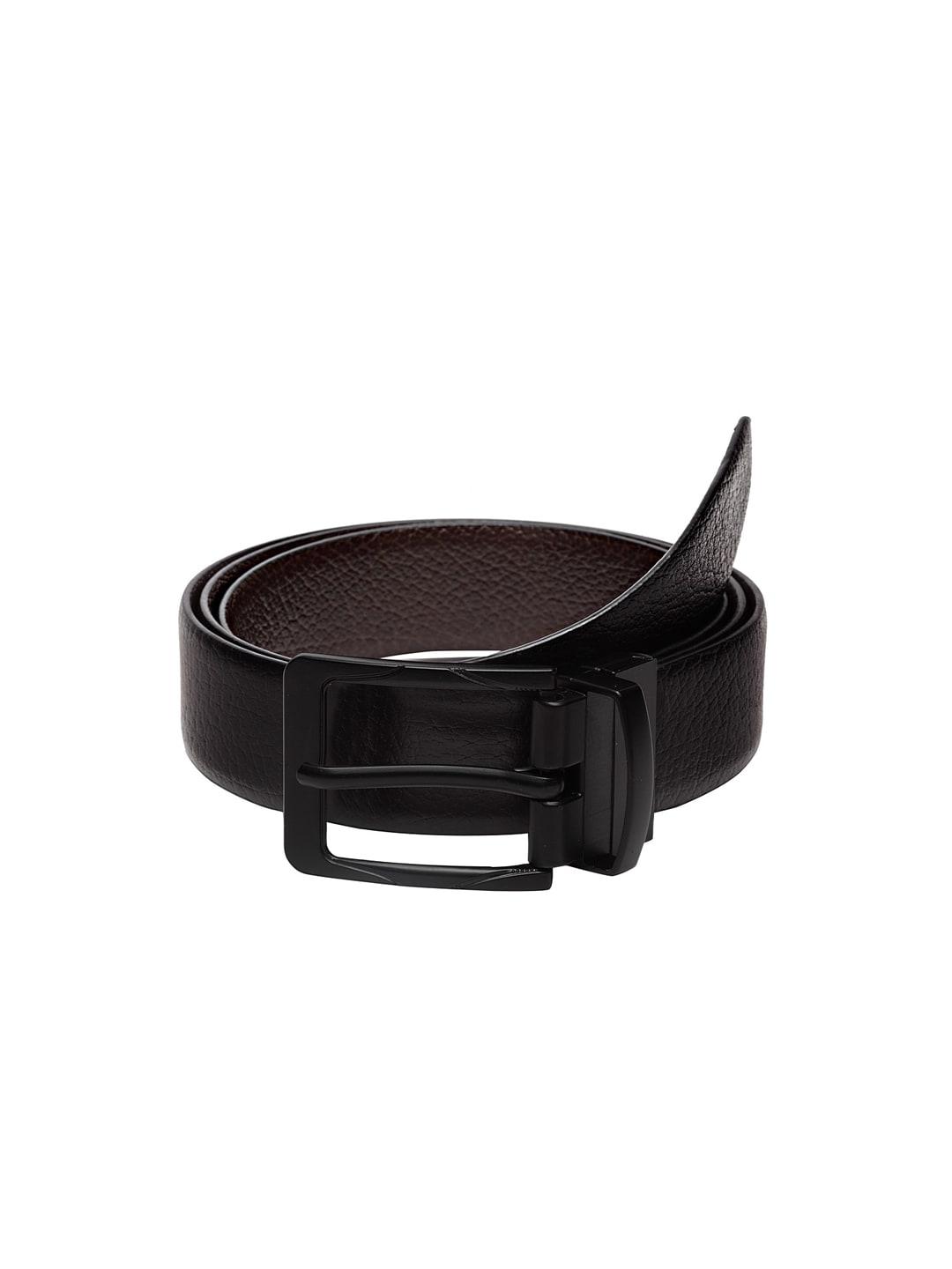 WELBAWT Men Black & Brown Solid Reversible Leather Belt
