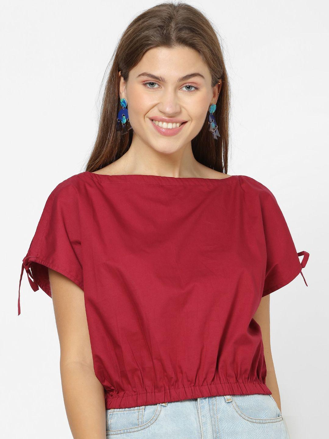 FOREVER 21 Women Red Solid Blouson Top
