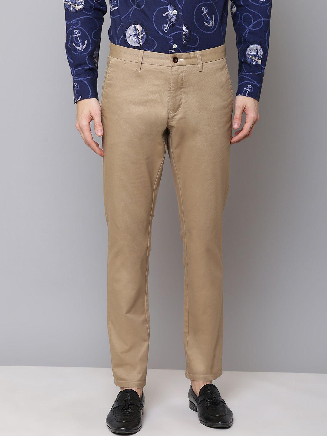 gant-men-beige-slim-fit-solid-regular-trousers