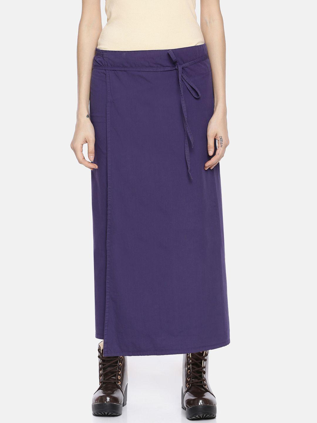 GRASS by Gitika Goyal Women Purple Solid Asymmetric Wrap Midi Skirt