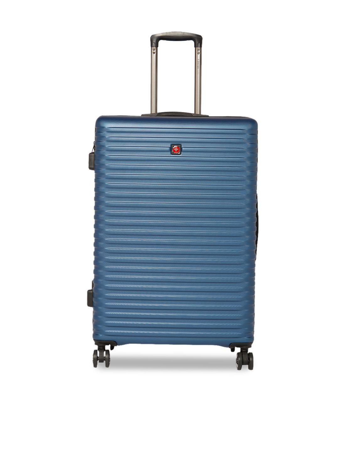 SWISS BRAND Navy Blue Solid Dublin Hard-Sided Large Trolley Suitcase
