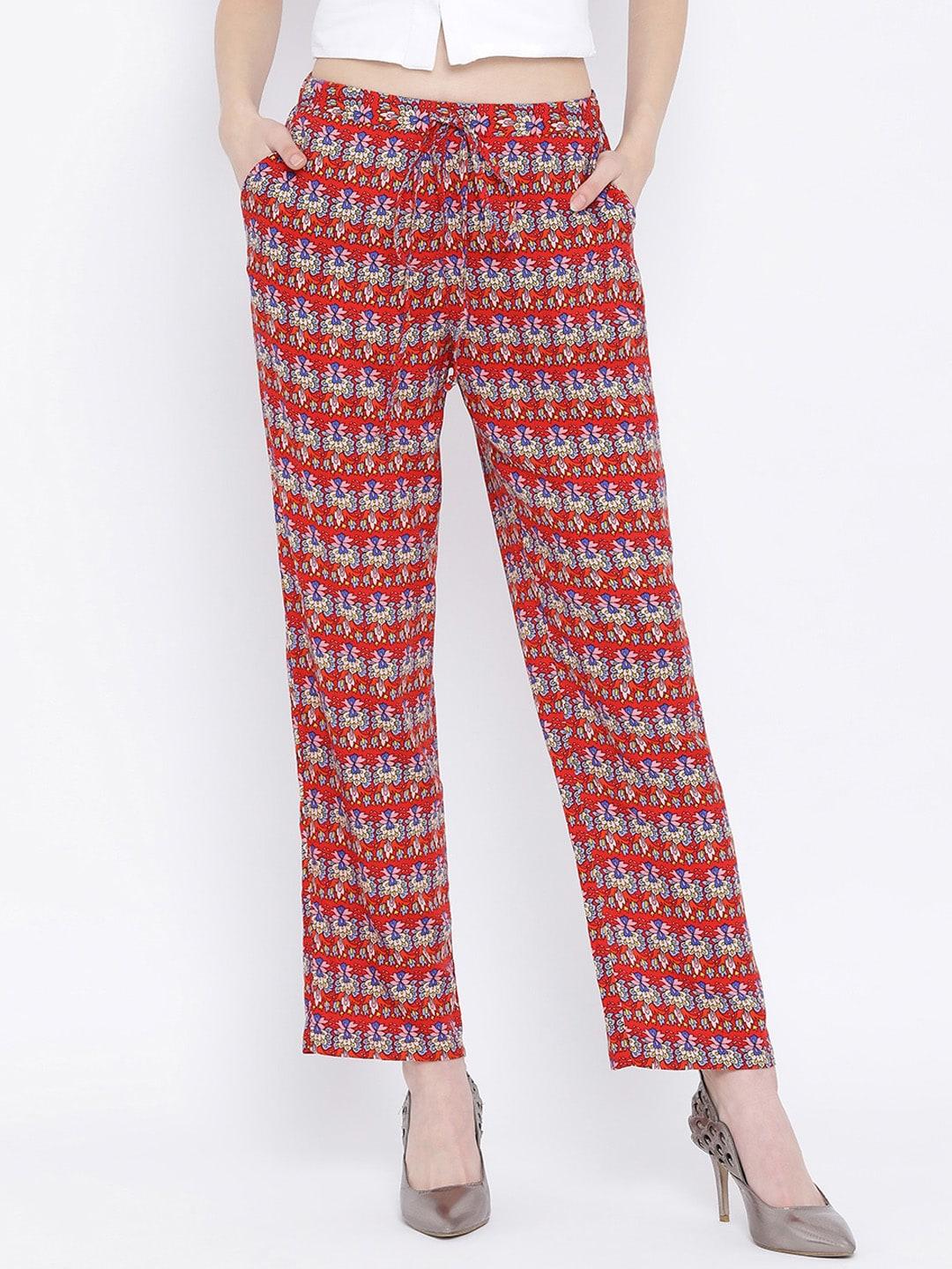 oxolloxo-women-red-&-white-regular-fit-printed-parallel-trousers