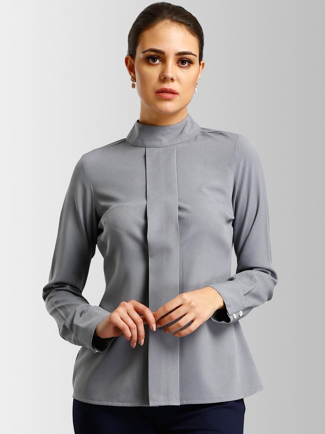 fablestreet-women-grey-solid-top