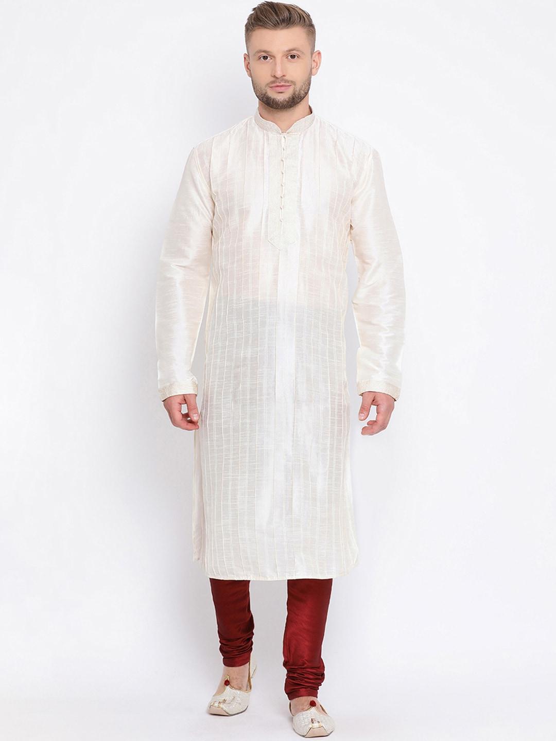 sanwara-men-cream-coloured-striped-straight-kurta