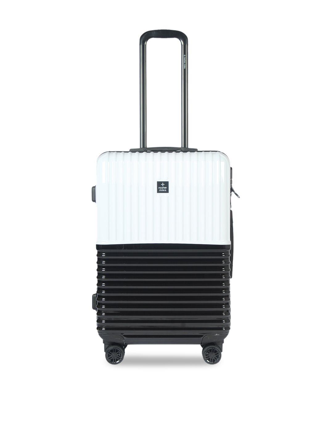 Nasher Miles Unisex White & Black Colourblocked Istanbul Hard-Sided Trolley Suitcase