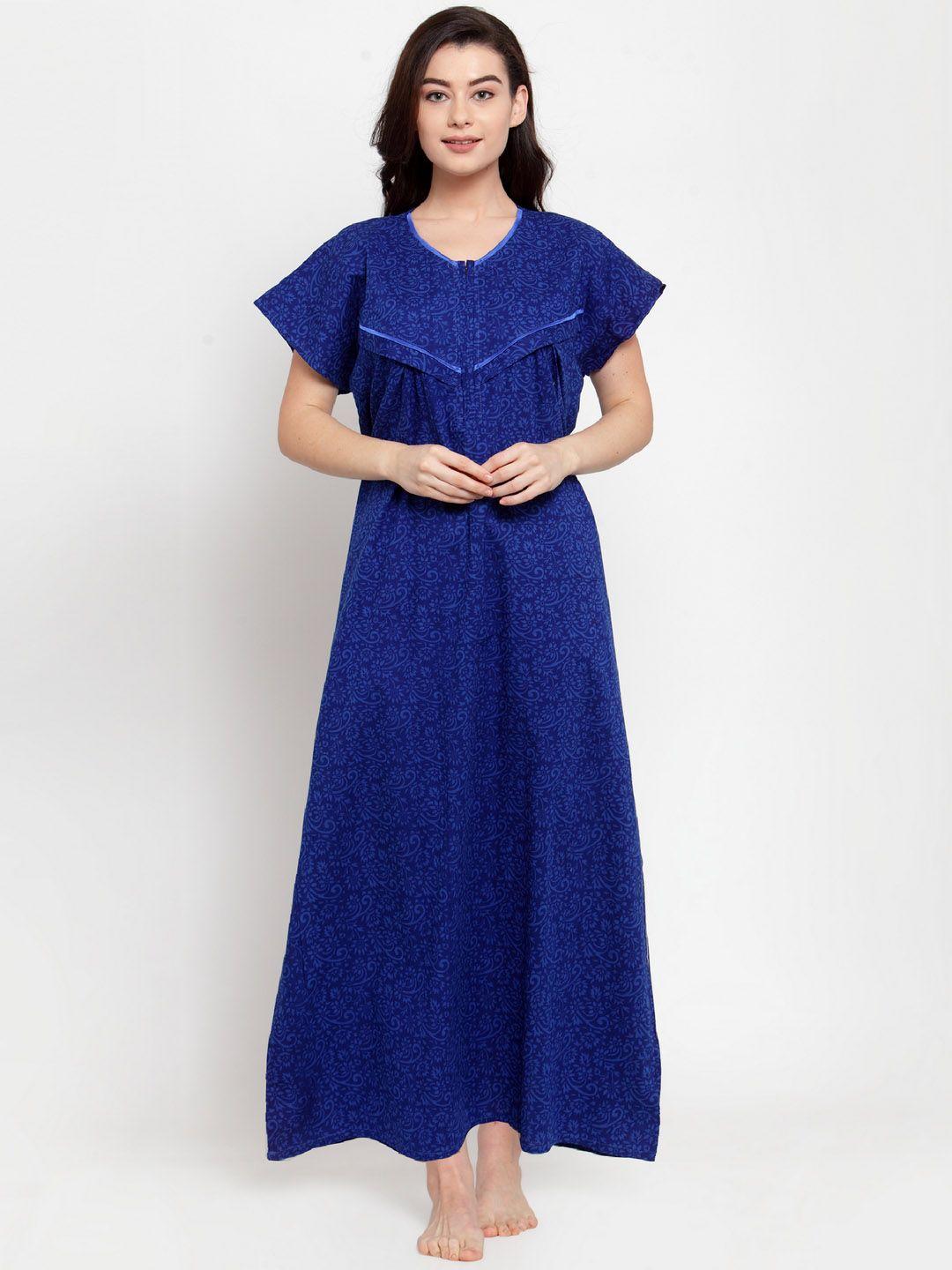 secret-wish-blue-printed-maternity-nightdress