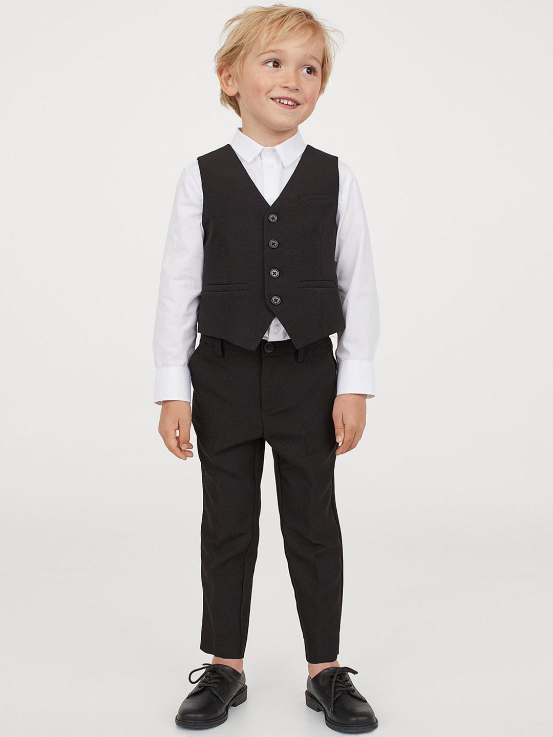 H&M Boys Black Solid Suit Trousers