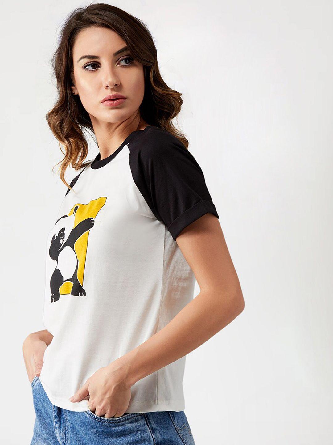 miss-chase-women-white-&-black-panda-printed-round-neck-t-shirt