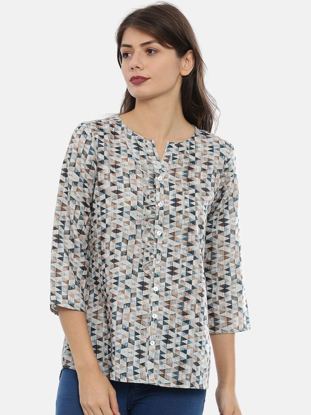 IDK Women Multicoloured Printed Shirt Style Top