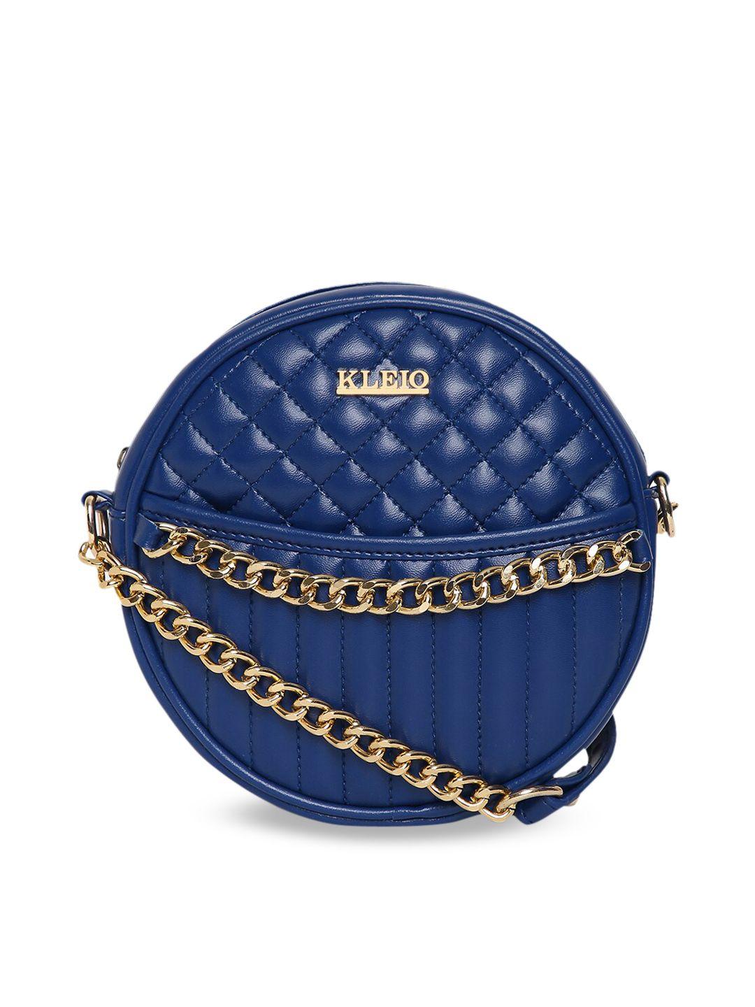 KLEIO Navy Blue Round Quilted Sling Bag