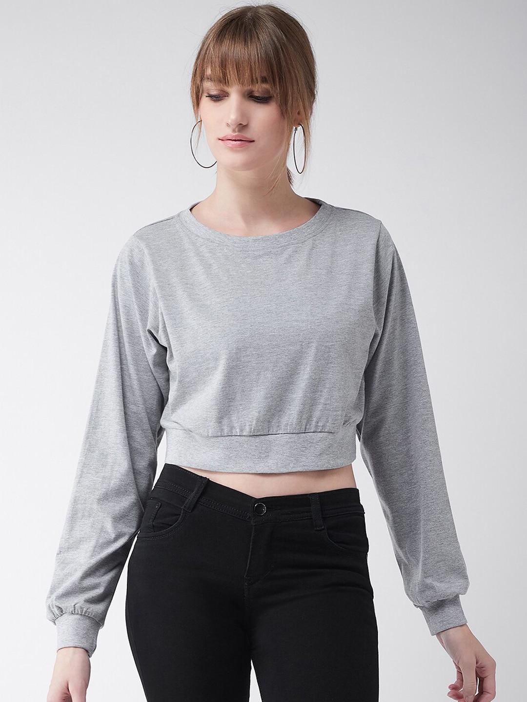 Miss Chase Women Grey Solid Top