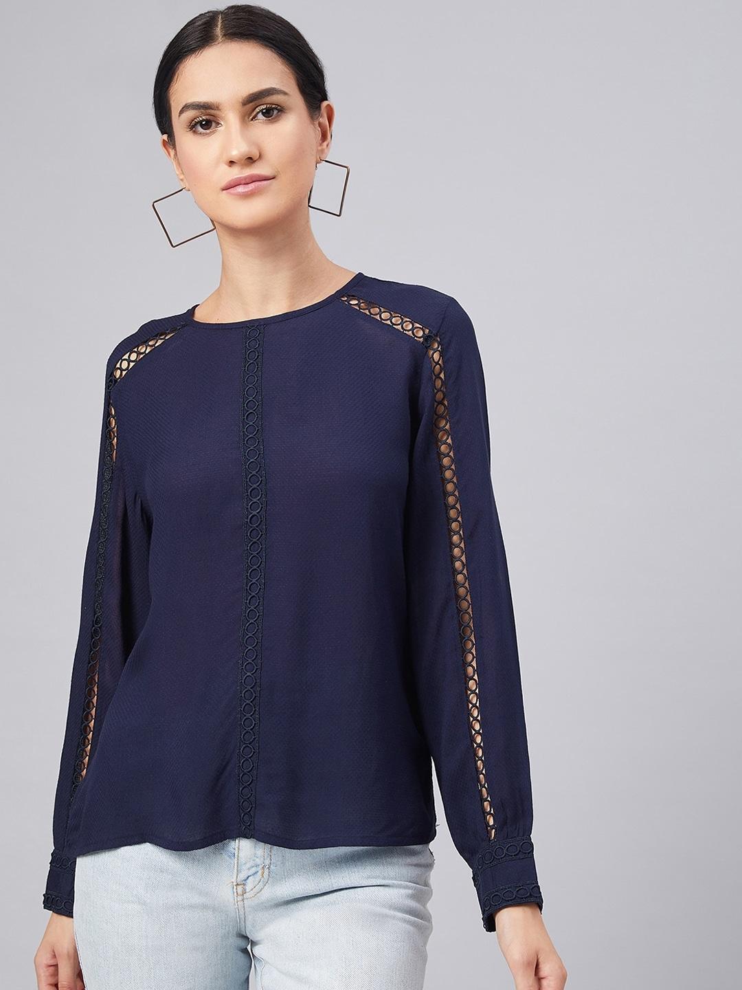 marie-claire-women-navy-blue-solid-top